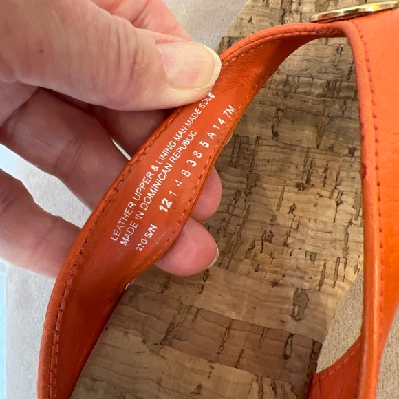 Tory Burch orange leather cork wedge sandals from size 7 great - Picture 8 of 8